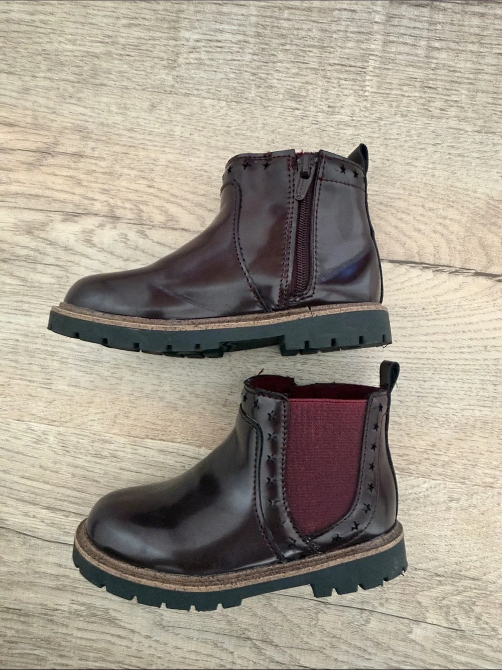 Zara Brown Kids Ankle Boots with Burgundy Interior